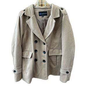 IB  Diffusion Coat Women XXL Camel Double Breasted Button Up Pockets Lined